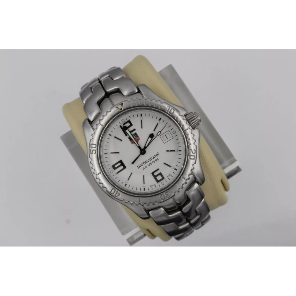 Tag Heuer Mens Watch White WT1114.BA0551 Link Silver Professional Sport Diver 8" - Picture 2 of 10